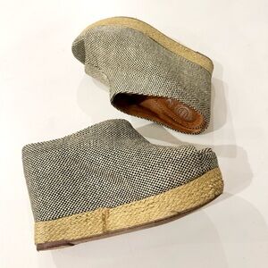 Jeffrey Campbell Virgo Fab tweed wedge festival platform mules woven peep toe 8